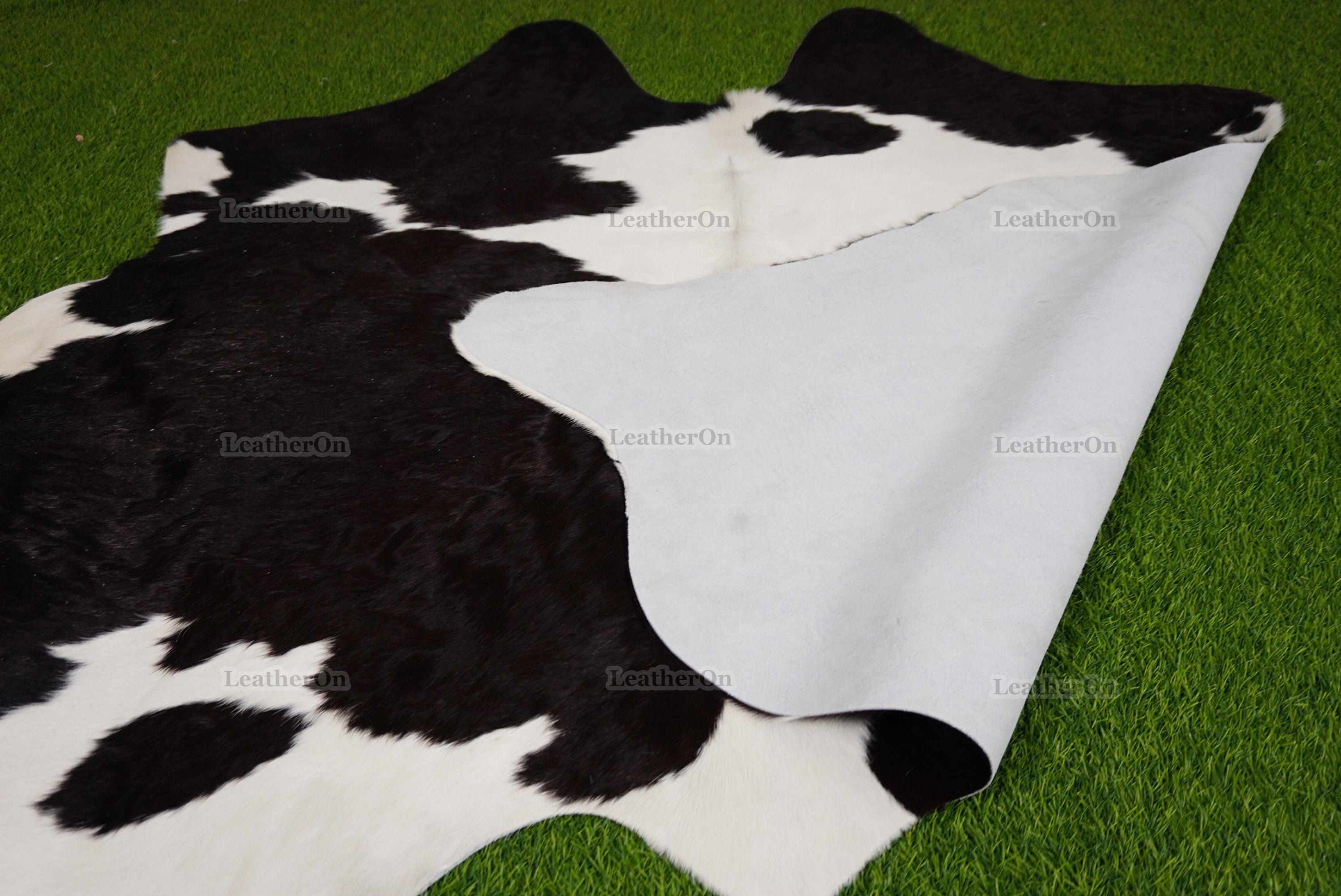 Black White Cowhide (5 X 5.5 ft.) Exact As Photo Cowhide Rug | 100% Natural Cowhide Area Rug | Real Hair-on Leather Cowhide Rug | C879