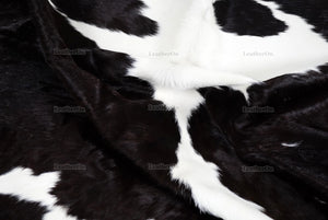 Black White Cowhide (5 X 5.5 ft.) Exact As Photo Cowhide Rug | 100% Natural Cowhide Area Rug | Real Hair-on Leather Cowhide Rug | C879