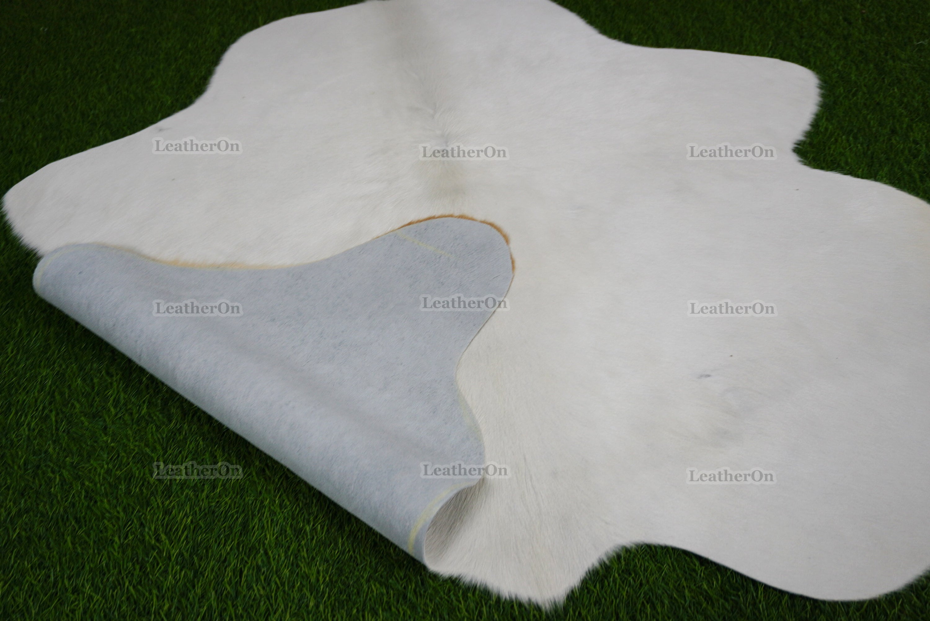 Pure White Cowhide (3.9 X 3.9 ft.) Exact As Photo Cowhide Rug | 100% Natural Cowhide Area Rug | Real Hair-on Leather Cowhide Rug | C880