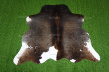 Load image into Gallery viewer, Tricolor Cowhide (4.3 X 3.7 ft.) Exact As Photo Cowhide Rug | 100% Natural Cowhide Area Rug | Real Hair-on Leather Cowhide Rug | C881
