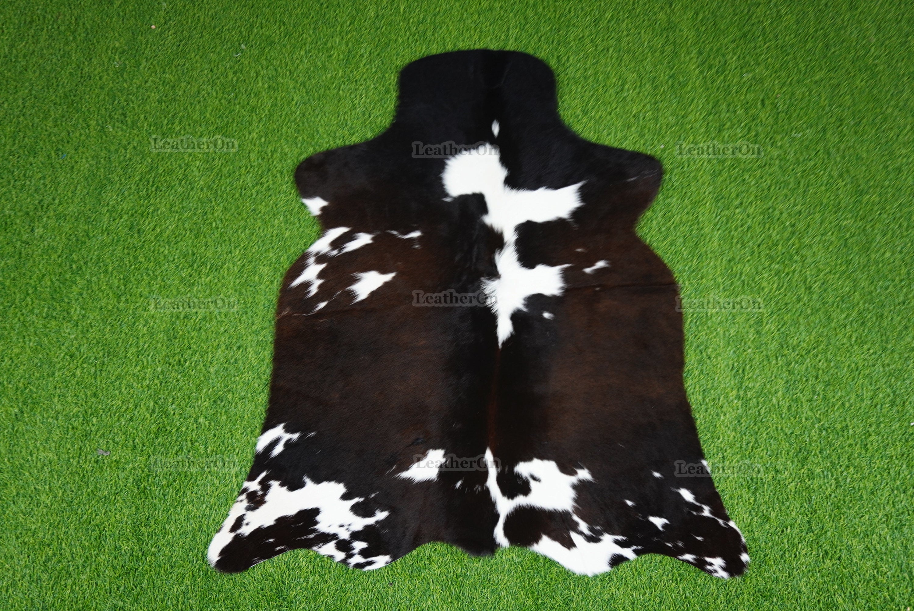 Tricolor Cowhide (4 X 3 ft.) Exact As Photo Cowhide Rug | 100% Natural Cowhide Area Rug | Real Hair-on Leather Cowhide Rug | C882