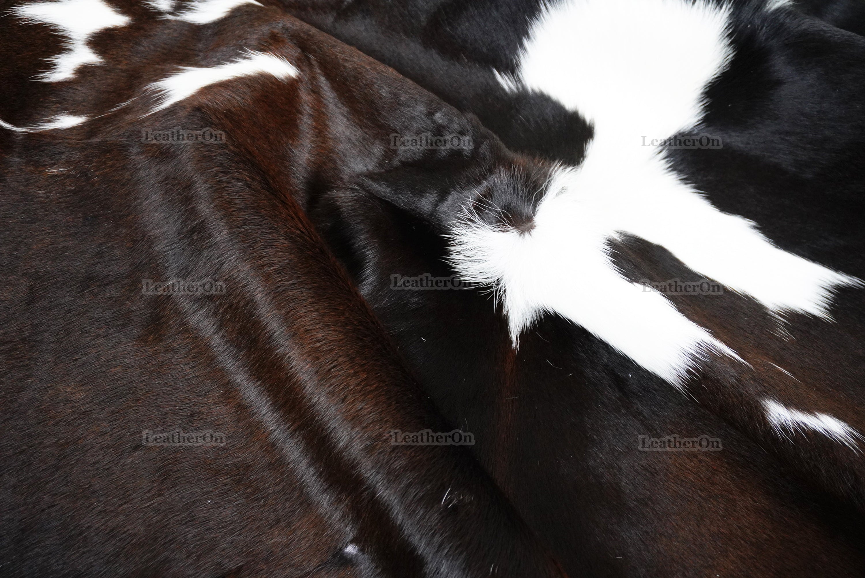 Tricolor Cowhide (4 X 3 ft.) Exact As Photo Cowhide Rug | 100% Natural Cowhide Area Rug | Real Hair-on Leather Cowhide Rug | C882