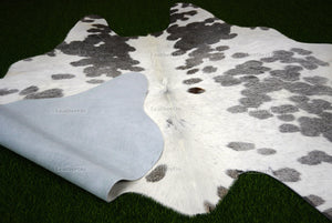 Gray White Cowhide (5 X 5 ft.) Exact As Photo Cowhide Rug | 100% Natural Cowhide Area Rug | Real Hair-on Leather Cowhide Rug | C885