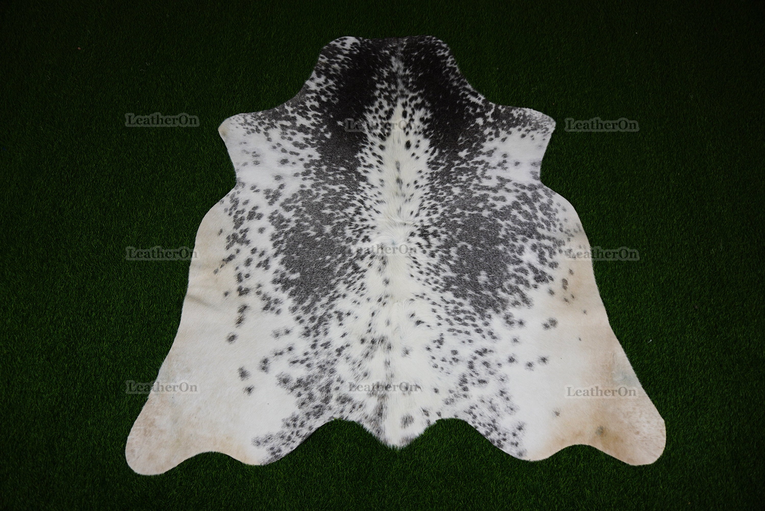 Gray White Cowhide (4.5 X 4.5 ft.) Exact As Photo Cowhide Rug | 100% Natural Cowhide Area Rug | Real Hair-on Leather Cowhide Rug | C886