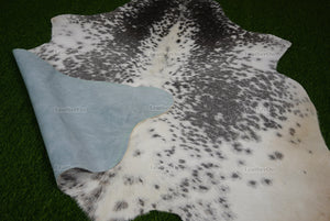 Gray White Cowhide (4.5 X 4.5 ft.) Exact As Photo Cowhide Rug | 100% Natural Cowhide Area Rug | Real Hair-on Leather Cowhide Rug | C886