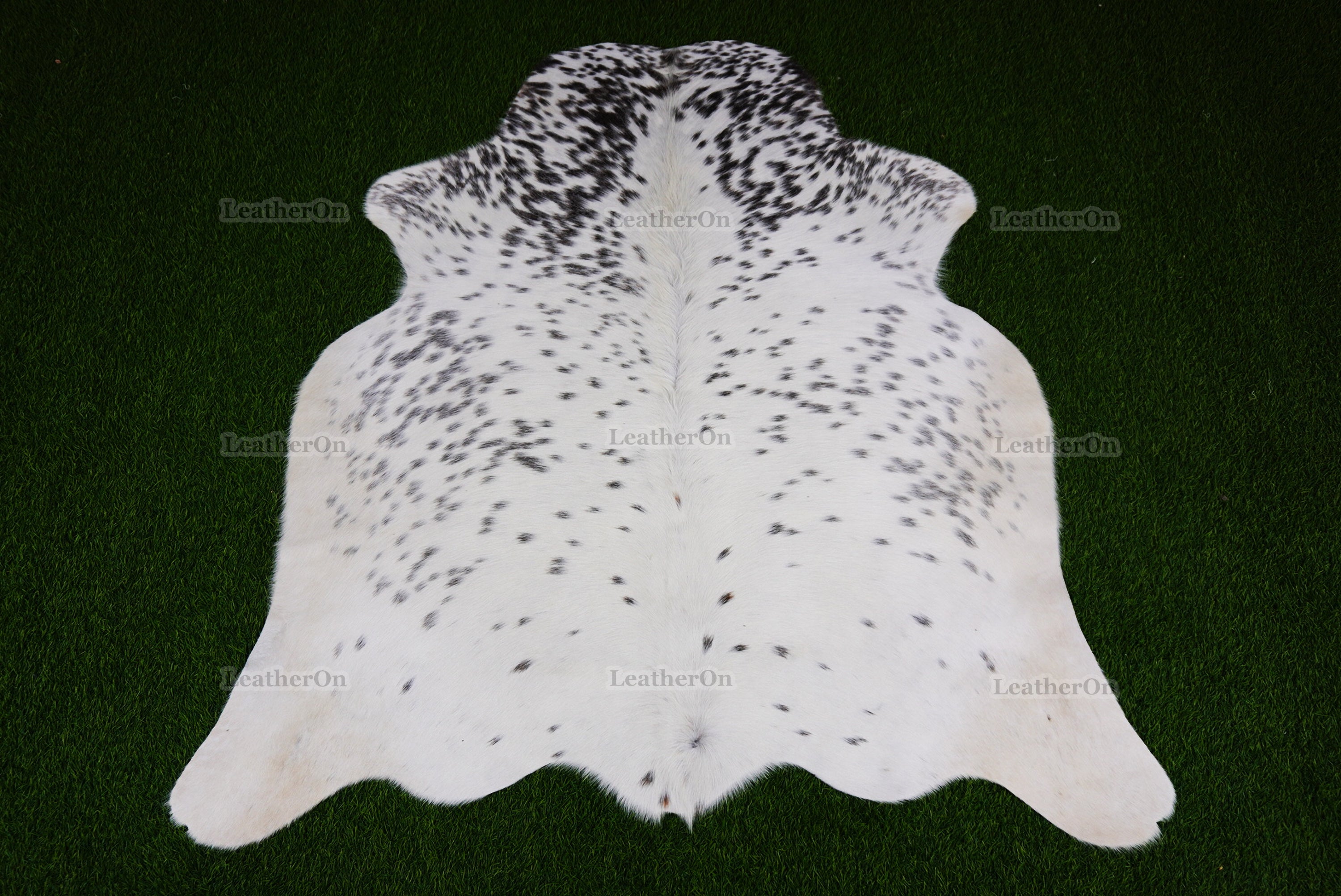 Gray White Cowhide (4 X 4.4 ft.) Exact As Photo Cowhide Rug | 100% Natural Cowhide Area Rug | Real Hair-on Leather Cowhide Rug | C887