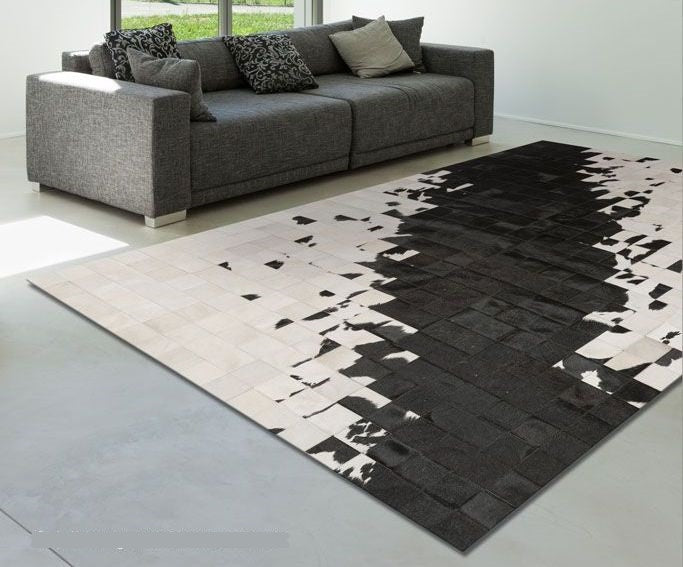 HANDMADE 100% Natural COWHIDE RUG | Patchwork Cowhide Area Rug | Real Cowhide Hallway Runner | Hair on Leather Cowhide Carpet | PR3