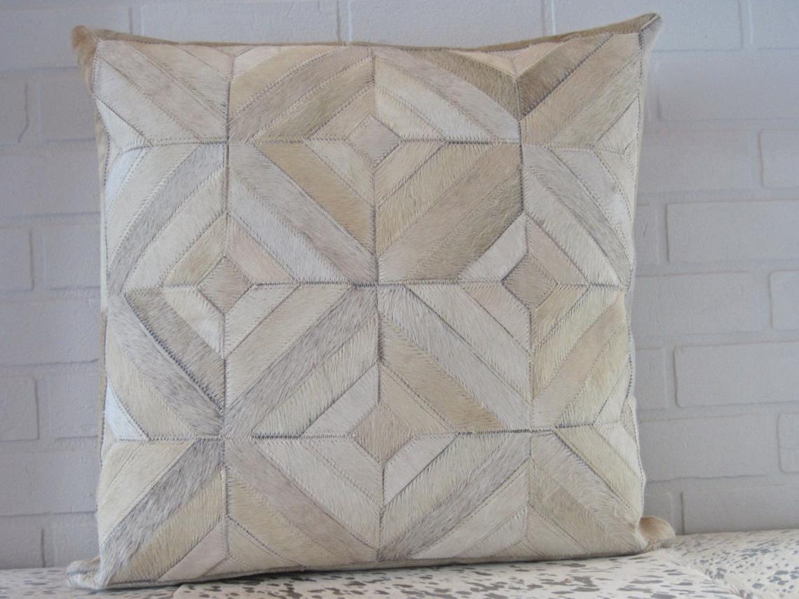 Cowhide Patchwork Pillows Covers 100% Natural Hair on Cowhide Leather Pillow Cases Real Cowhide Cushion Covers