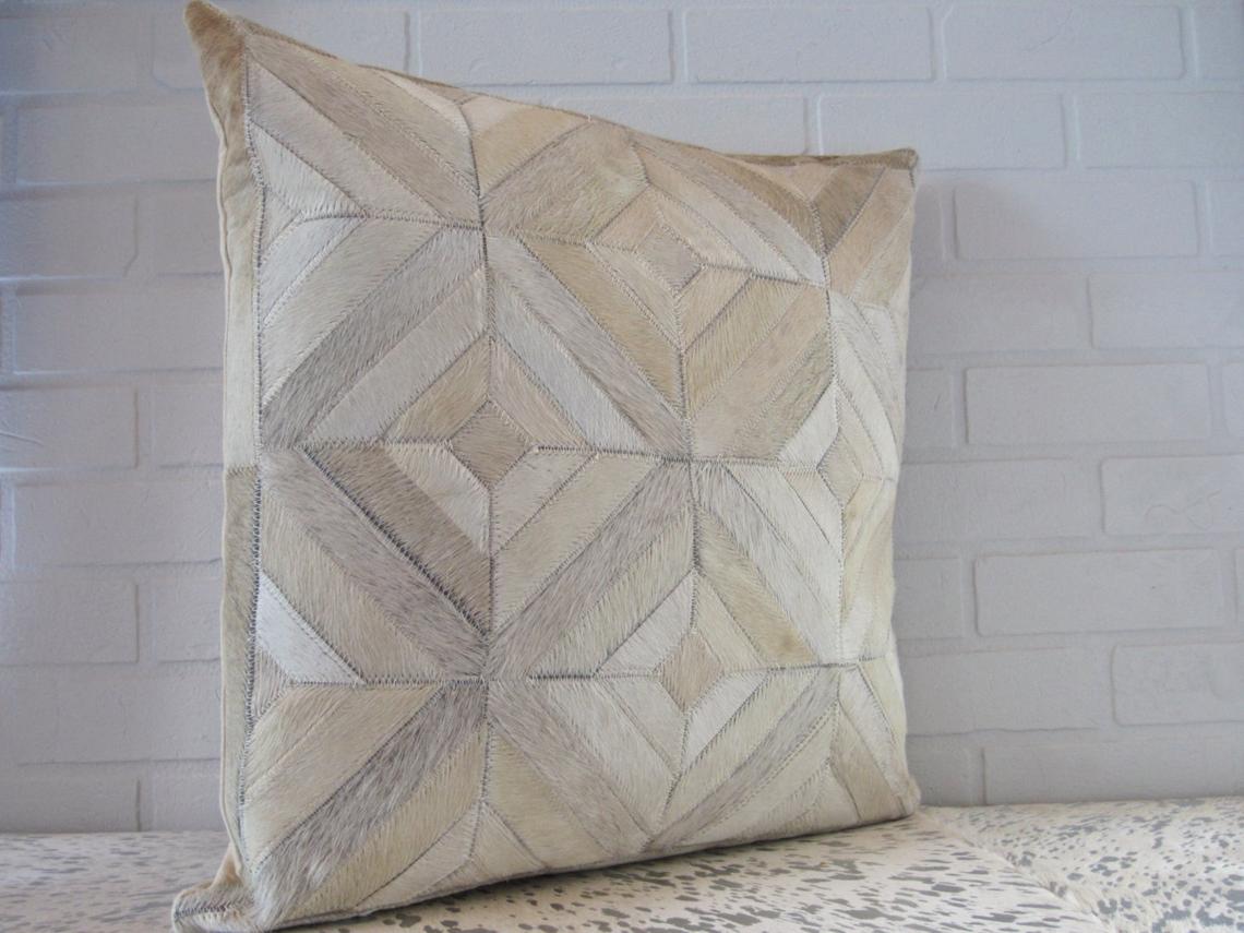Cowhide Patchwork Pillows Covers 100% Natural Hair on Cowhide Leather Pillow Cases Real Cowhide Cushion Covers