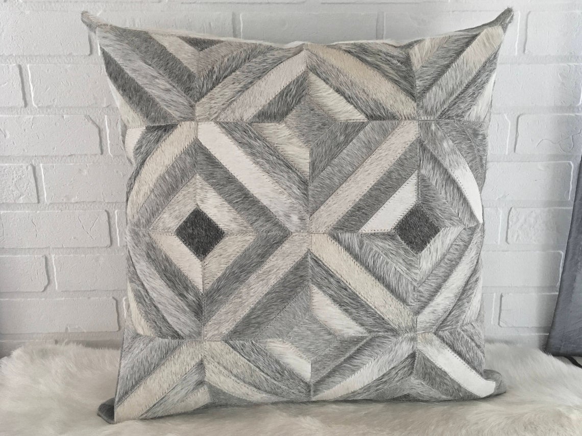 Cowhide Patchwork Pillows Covers 100% Natural Hair on Cowhide Leather Pillow Cases Real Cowhide Cushion Covers