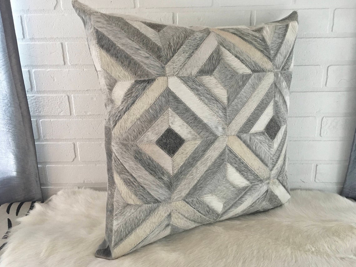 Cowhide Patchwork Pillows Covers 100% Natural Hair on Cowhide Leather Pillow Cases Real Cowhide Cushion Covers