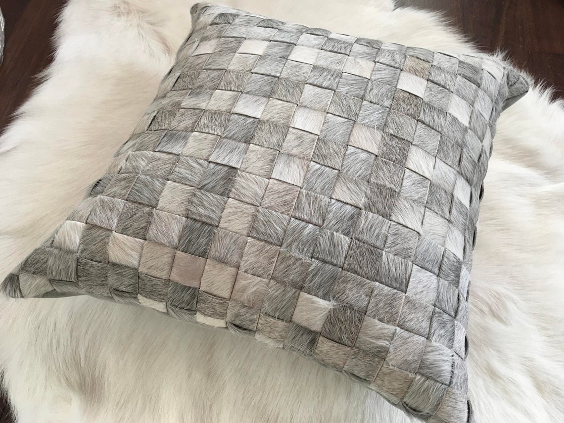 Cowhide Patchwork Pillows Covers 100% Natural Hair on Cowhide Leather Pillow Cases Real Cowhide Cushion Covers