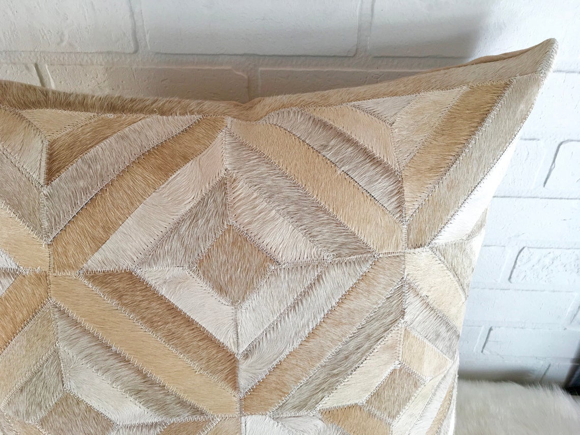 Cowhide Patchwork Pillows Covers 100% Natural Hair on Cowhide Leather Pillow Cases Real Cowhide Cushion Covers | PLW224