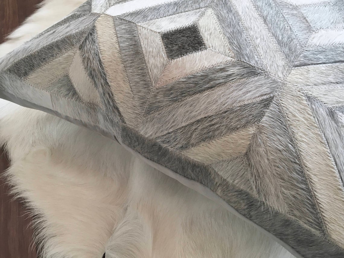 Cowhide Patchwork Pillows Covers 100% Natural Hair on Cowhide Leather Pillow Cases Real Cowhide Cushion Covers