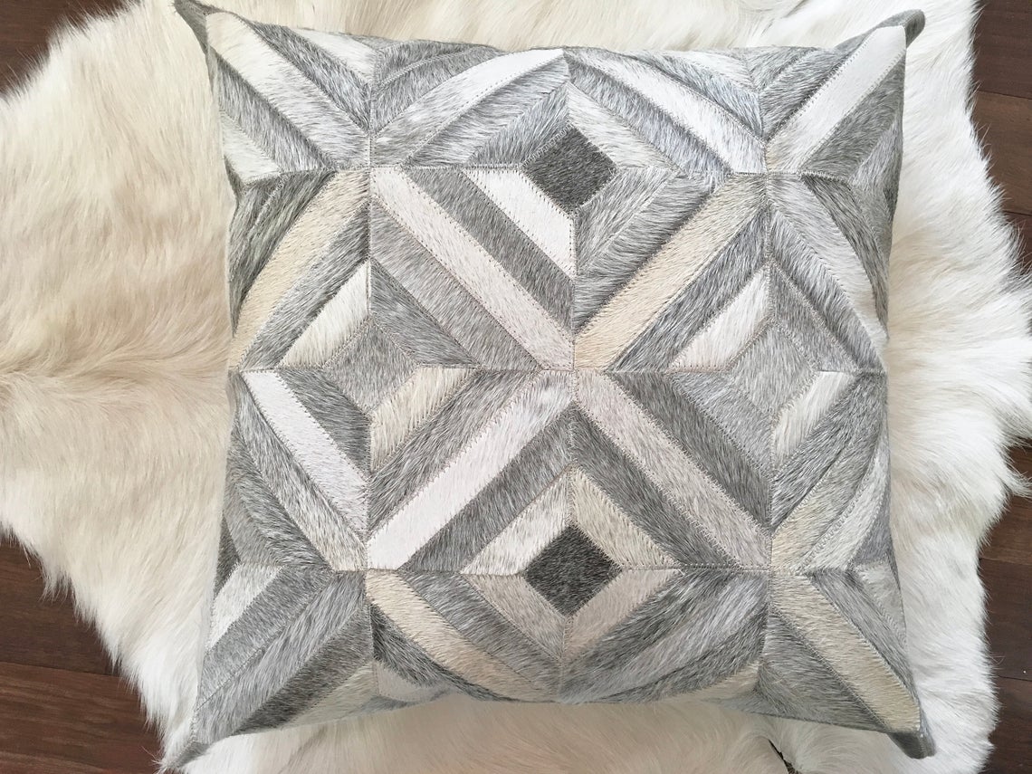 Cowhide Patchwork Pillows Covers 100% Natural Hair on Cowhide Leather Pillow Cases Real Cowhide Cushion Covers