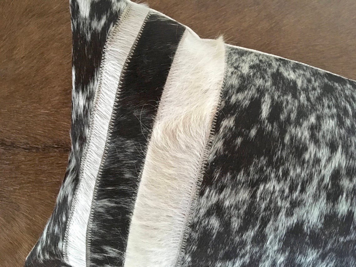 Cowhide Pillows Covers (12X 24 inch) 100% Natural Hair on Cowhide Leather Pillow Cases Real Cowhide Cushion Covers