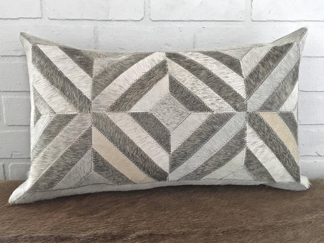 Cowhide Pillows Covers (12X 24 inch) 100% Natural Hair on Cowhide Leather Pillow Cases Real Cowhide Cushion Covers