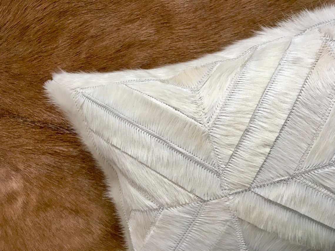 Cowhide Pillows Covers (12X 24 inch) 100% Natural Hair on Cowhide Leather Pillow Cases Real Cowhide Pillow Covers