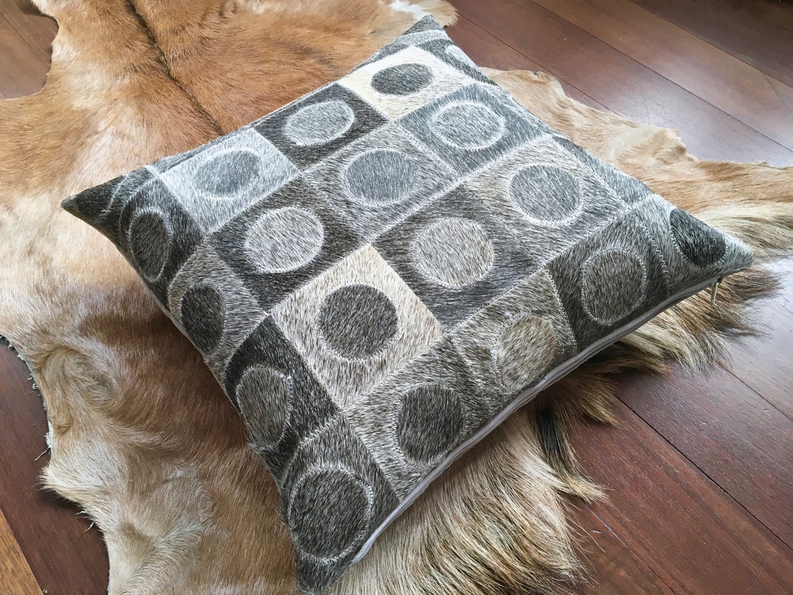Cowhide Patchwork Pillows Covers 100% Natural Hair on Cowhide Leather Pillow Cases Real Cowhide Cushion Covers