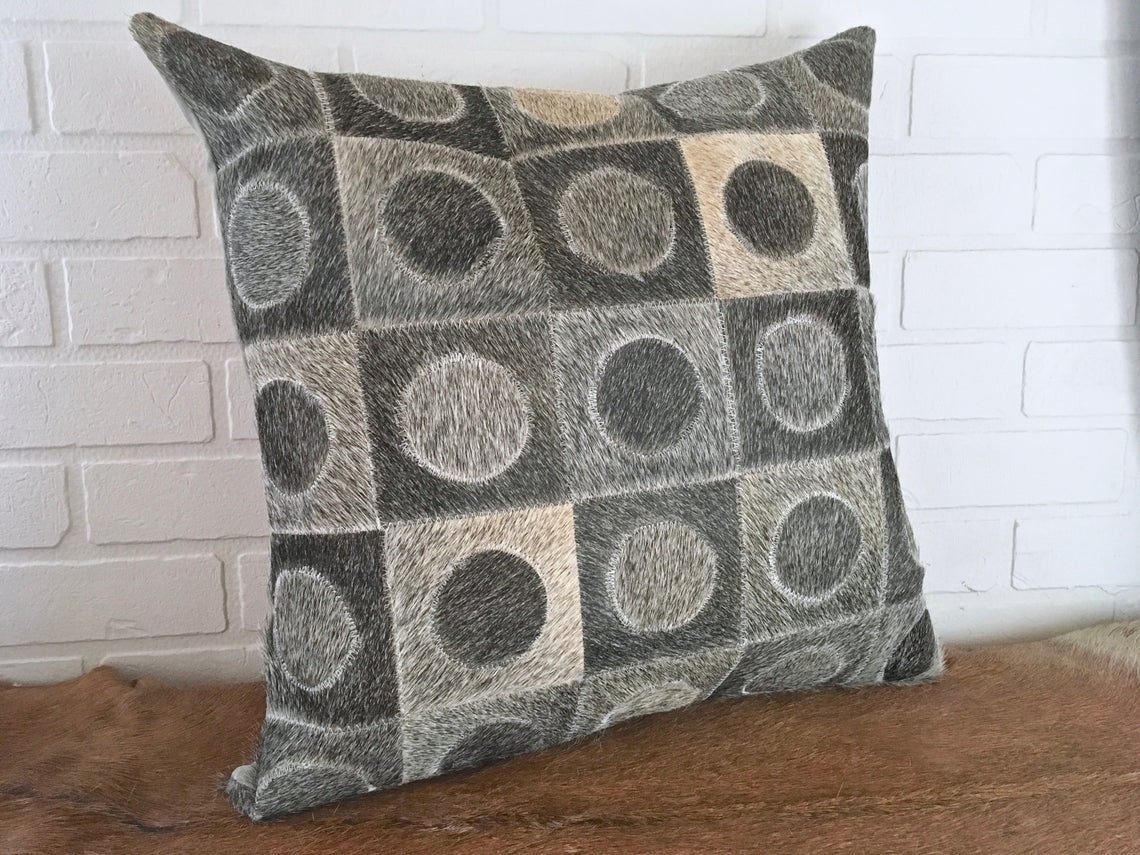 Cowhide Patchwork Pillows Covers 100% Natural Hair on Cowhide Leather Pillow Cases Real Cowhide Cushion Covers