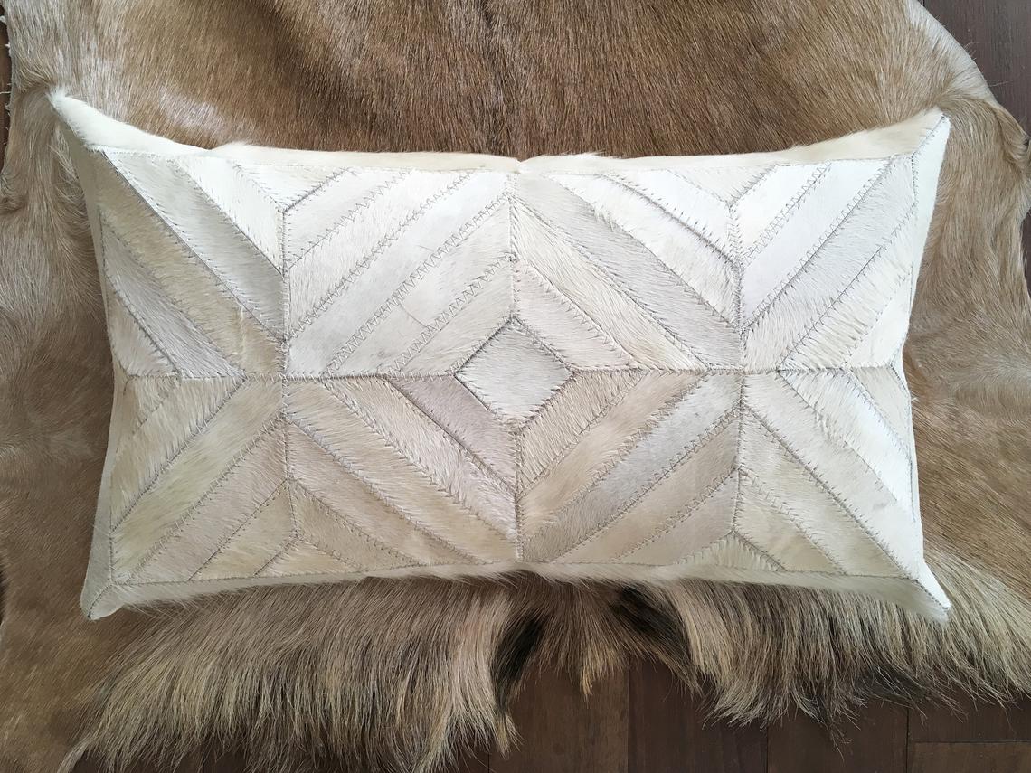 Cowhide Pillows Covers (12X 24 inch) 100% Natural Hair on Cowhide Leather Pillow Cases Real Cowhide Pillow Covers