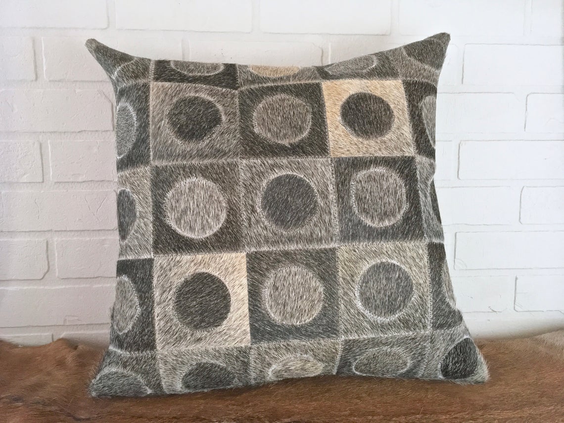 Cowhide Patchwork Pillows Covers 100% Natural Hair on Cowhide Leather Pillow Cases Real Cowhide Cushion Covers