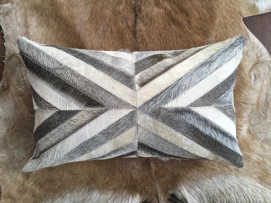 Cowhide Pillows Covers (12X 24 inch) 100% Natural Hair on Cowhide Leather Pillow Cases Real Cowhide Pillow Covers