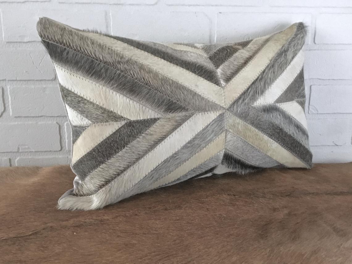 Cowhide Pillows Covers (12X 24 inch) 100% Natural Hair on Cowhide Leather Pillow Cases Real Cowhide Pillow Covers