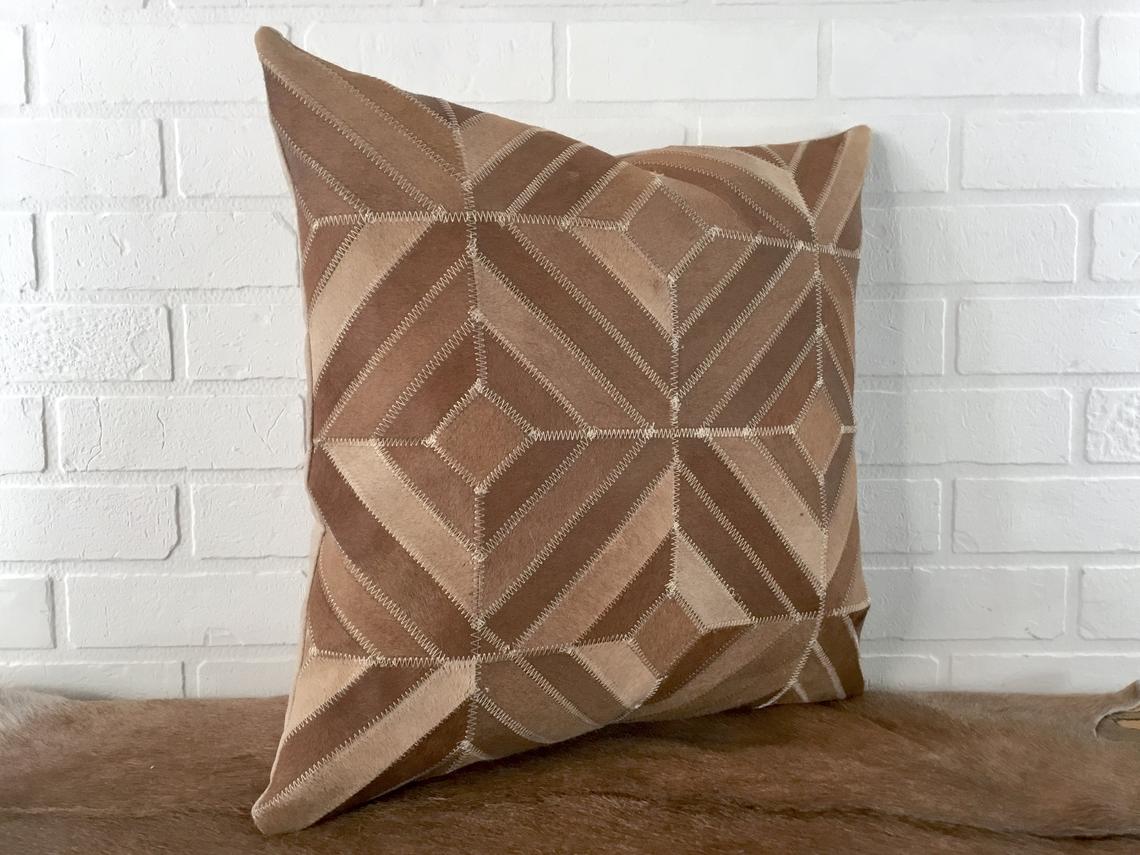 Cowhide Patchwork Pillows Covers 100% Natural Hair on Cowhide Leather Pillow Cases Real Cowhide Cushion Covers