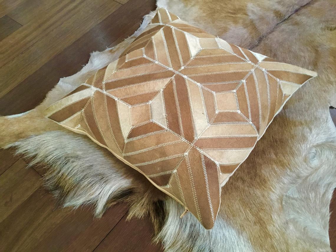 Cowhide Patchwork Pillows Covers 100% Natural Hair on Cowhide Leather Pillow Cases Real Cowhide Cushion Covers