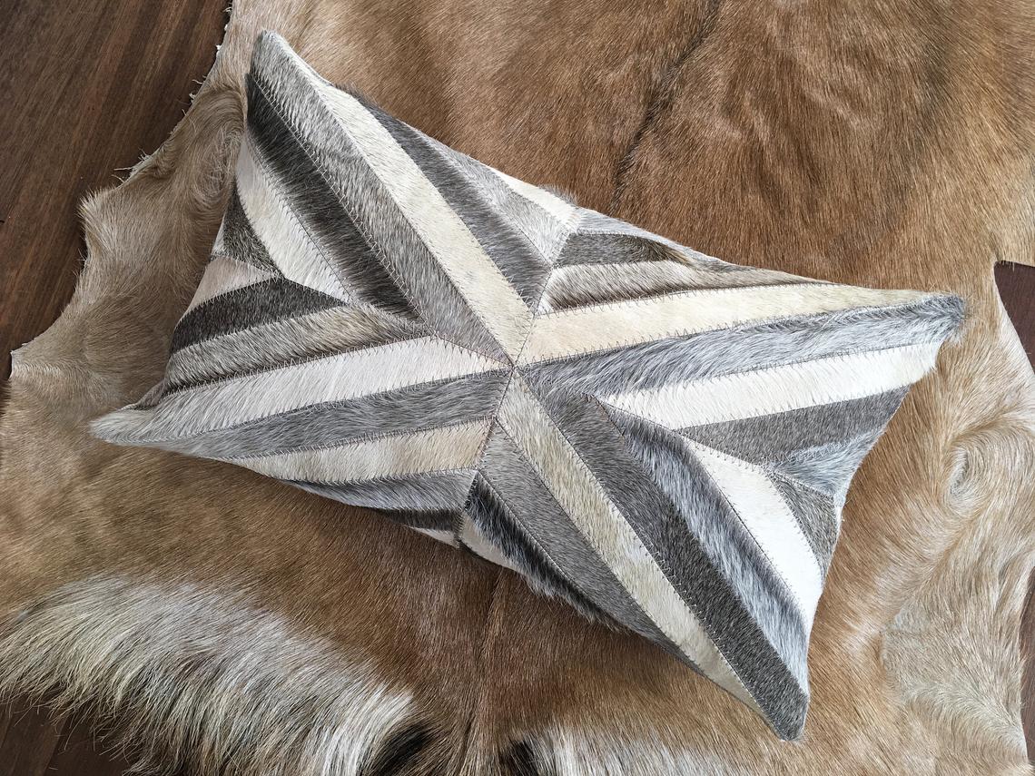 Cowhide Pillows Covers (12X 24 inch) 100% Natural Hair on Cowhide Leather Pillow Cases Real Cowhide Pillow Covers