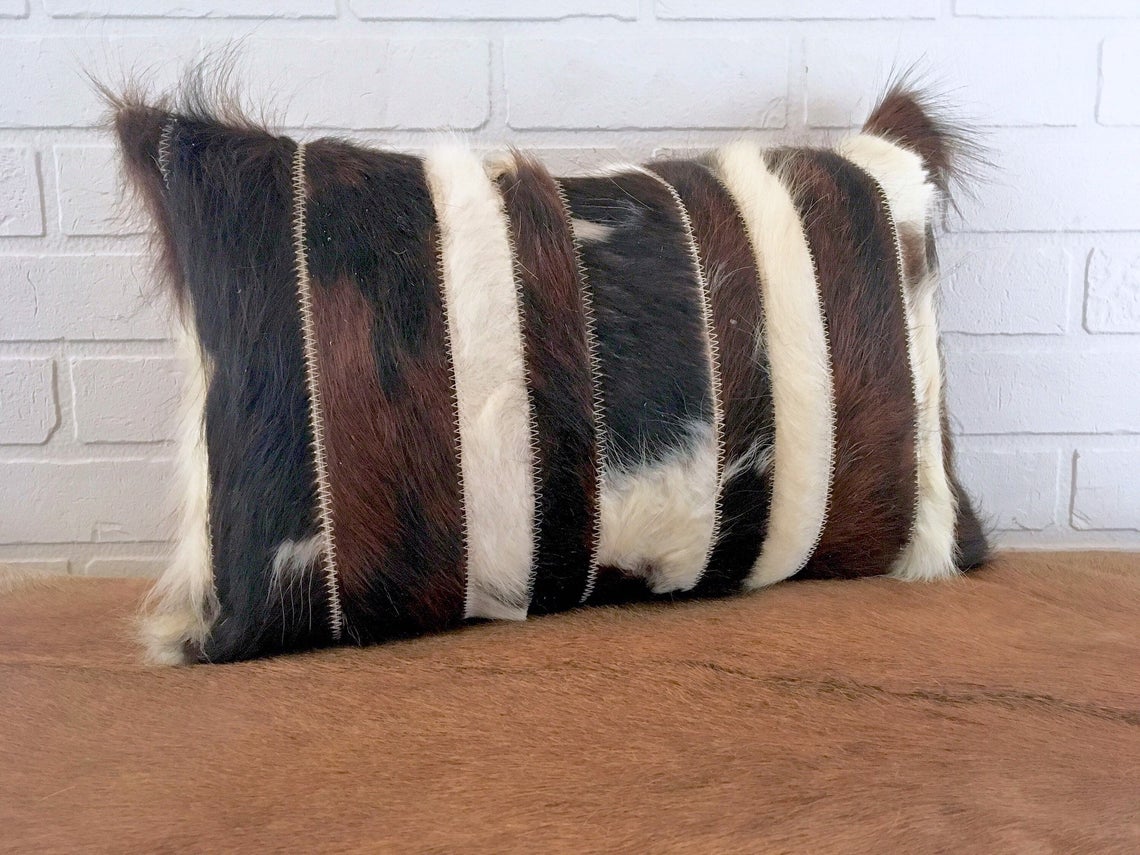 Cowhide Pillows Covers (12X 24 inch) 100% Natural Hair on Cowhide Leather Pillow Cases Real Cowhide Cushion Covers
