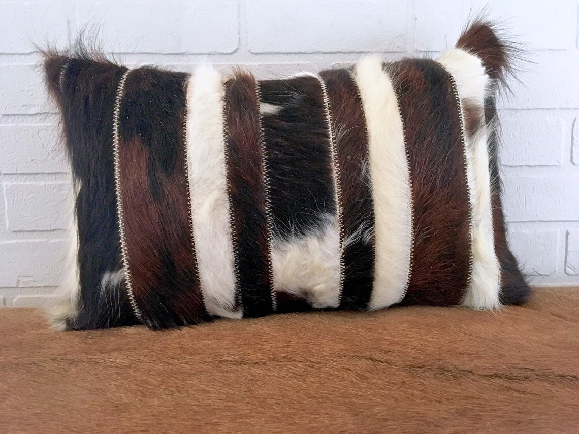 Cowhide Pillows Covers (12X 24 inch) 100% Natural Hair on Cowhide Leather Pillow Cases Real Cowhide Cushion Covers