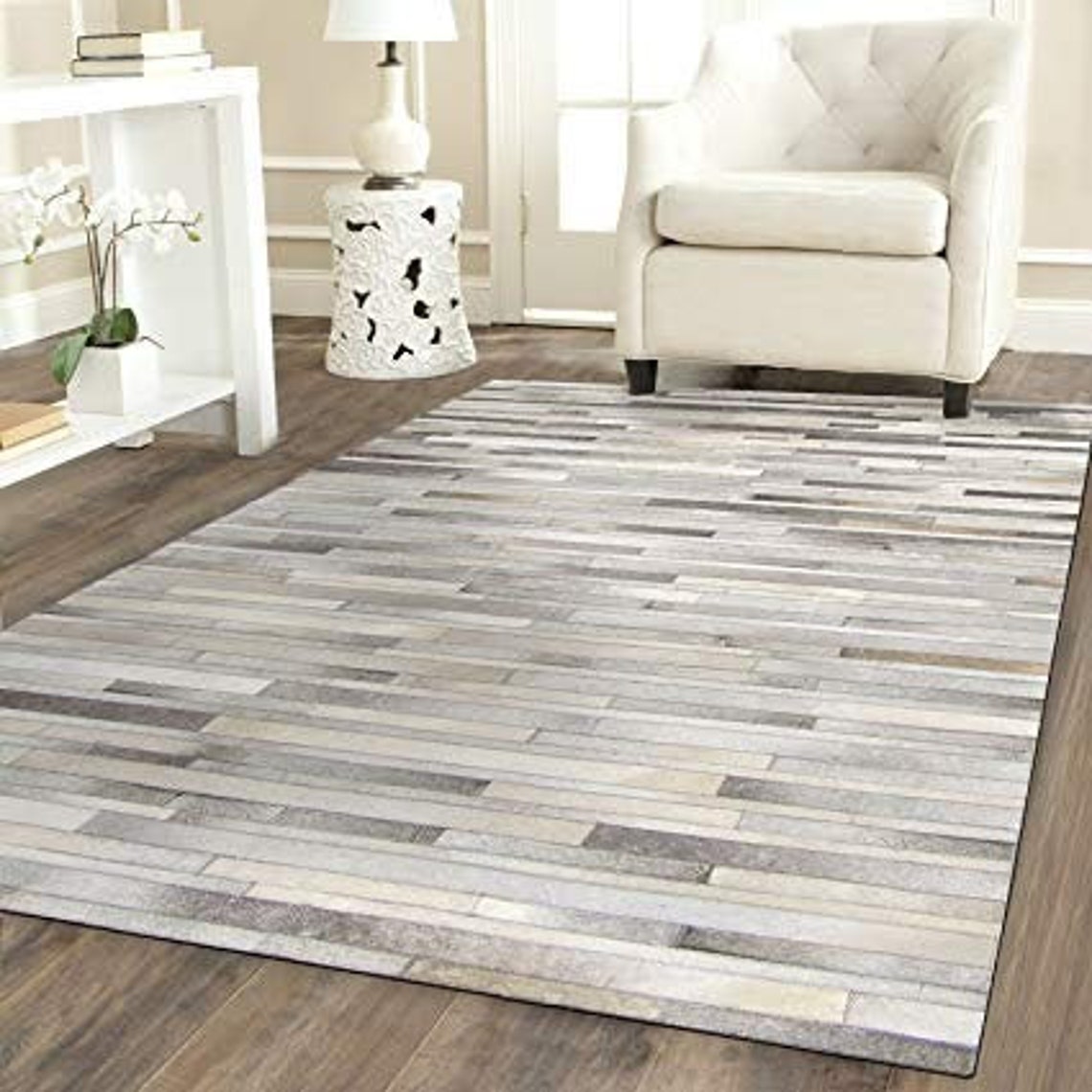 HANDMADE 100% Natural COWHIDE RUG | Patchwork Cowhide Area Rug | Real Cowhide Hallway Runner | Hair on Leather Cowhide Carpet | PR55