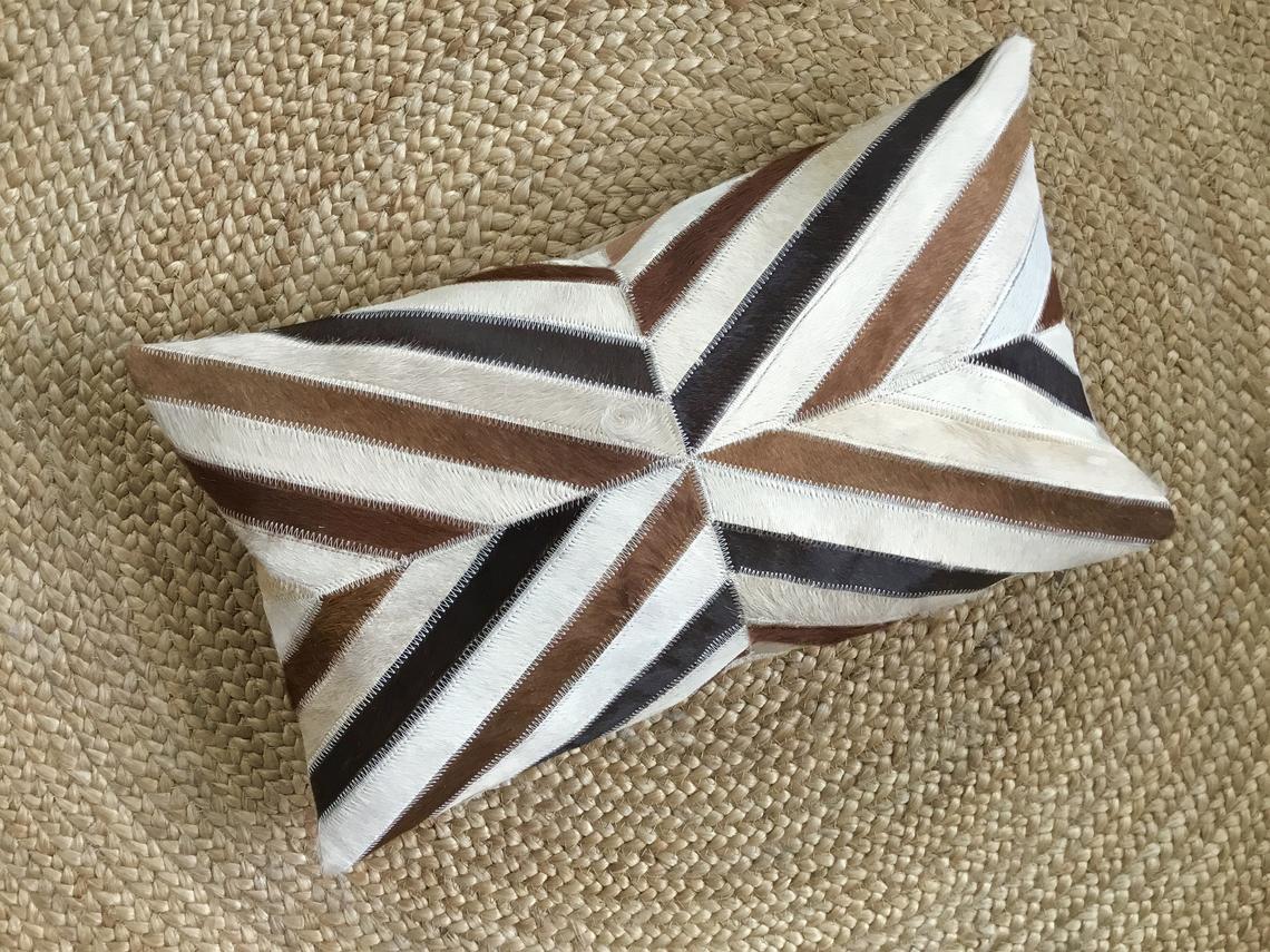 Cowhide Pillows Covers (12X 24 inch) 100% Natural Hair on Cowhide Leather Pillow Cases Real Cowhide Pillow Covers