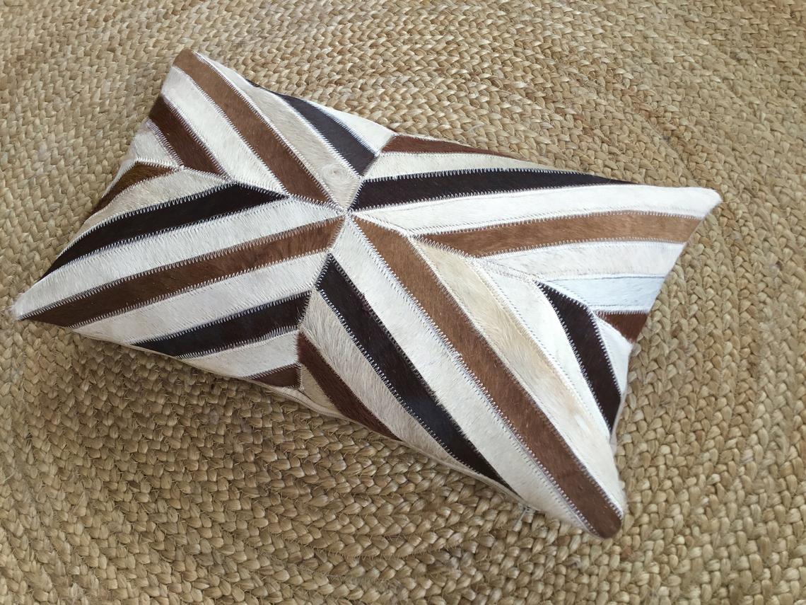 Cowhide Pillows Covers (12X 24 inch) 100% Natural Hair on Cowhide Leather Pillow Cases Real Cowhide Pillow Covers