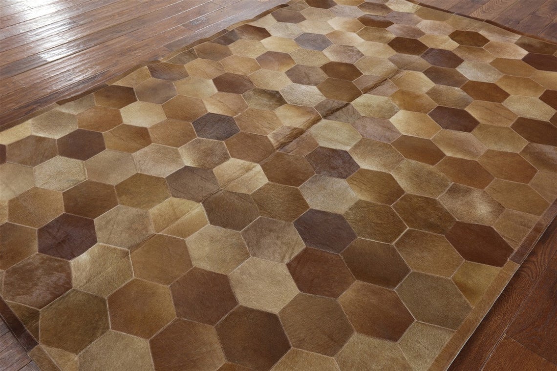 HANDMADE 100% Natural COWHIDE RUG | Patchwork Cowhide Area Rug | Real Cowhide Hallway Runner | Hair on Leather Cowhide Carpet | PR9