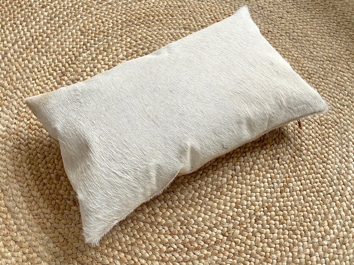 Cowhide Pillows Covers (12X 24 inch) 100% Natural Hair on Cowhide Leather Pillow Cases Real Cowhide Cushion Covers
