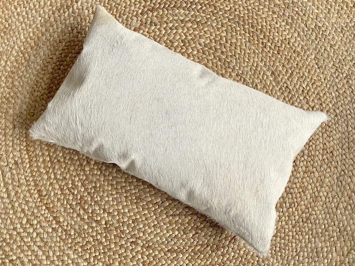 Cowhide Pillows Covers (12X 24 inch) 100% Natural Hair on Cowhide Leather Pillow Cases Real Cowhide Cushion Covers