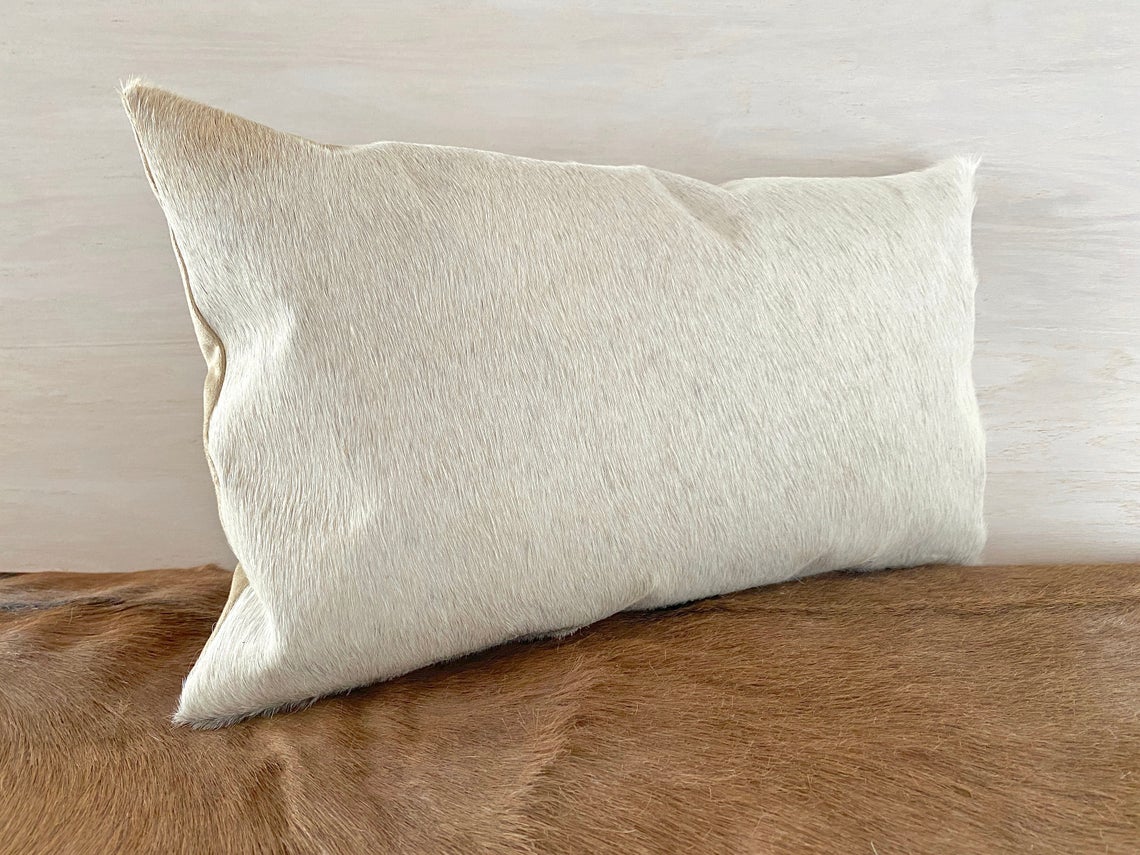 Cowhide Pillows Covers (12X 24 inch) 100% Natural Hair on Cowhide Leather Pillow Cases Real Cowhide Cushion Covers