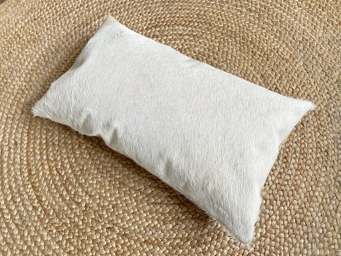 Cowhide Pillows Covers (12X 24 inch) 100% Natural Hair on Cowhide Leather Pillow Cases Real Cowhide Cushion Covers