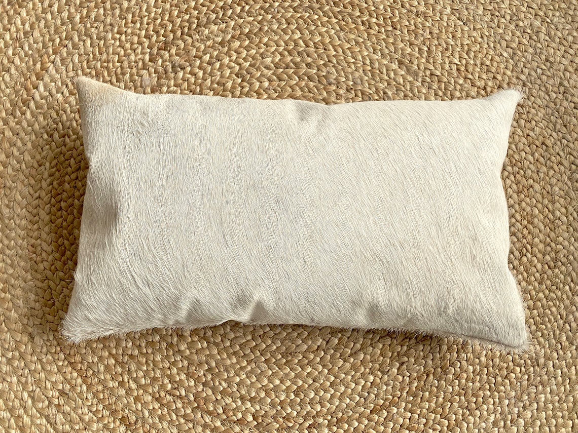 Cowhide Pillows Covers (12X 24 inch) 100% Natural Hair on Cowhide Leather Pillow Cases Real Cowhide Cushion Covers