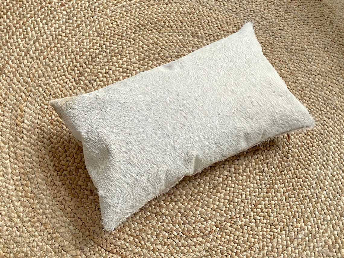 Cowhide Pillows Covers (12X 24 inch) 100% Natural Hair on Cowhide Leather Pillow Cases Real Cowhide Cushion Covers