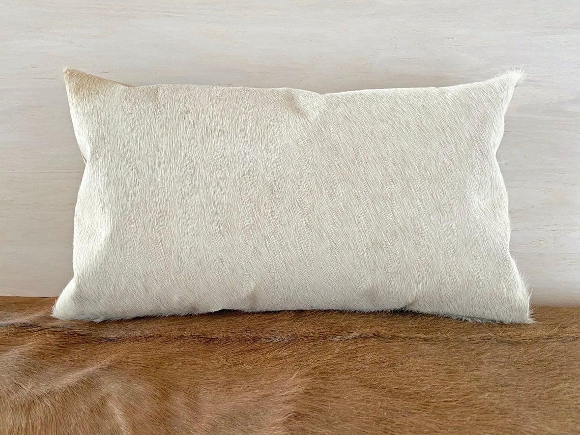 Cowhide Pillows Covers (12X 24 inch) 100% Natural Hair on Cowhide Leather Pillow Cases Real Cowhide Cushion Covers