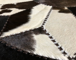 HANDMADE 100% Natural COWHIDE RUG | Patchwork Cowhide Area Rug | Hair on Leather Cowhide Carpet | PR107