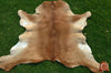 REAL Calfskins ( 3 x 3 ft ), UNIQUE Light Brown Calfskins 100% Natural Hair-on Leather Rug