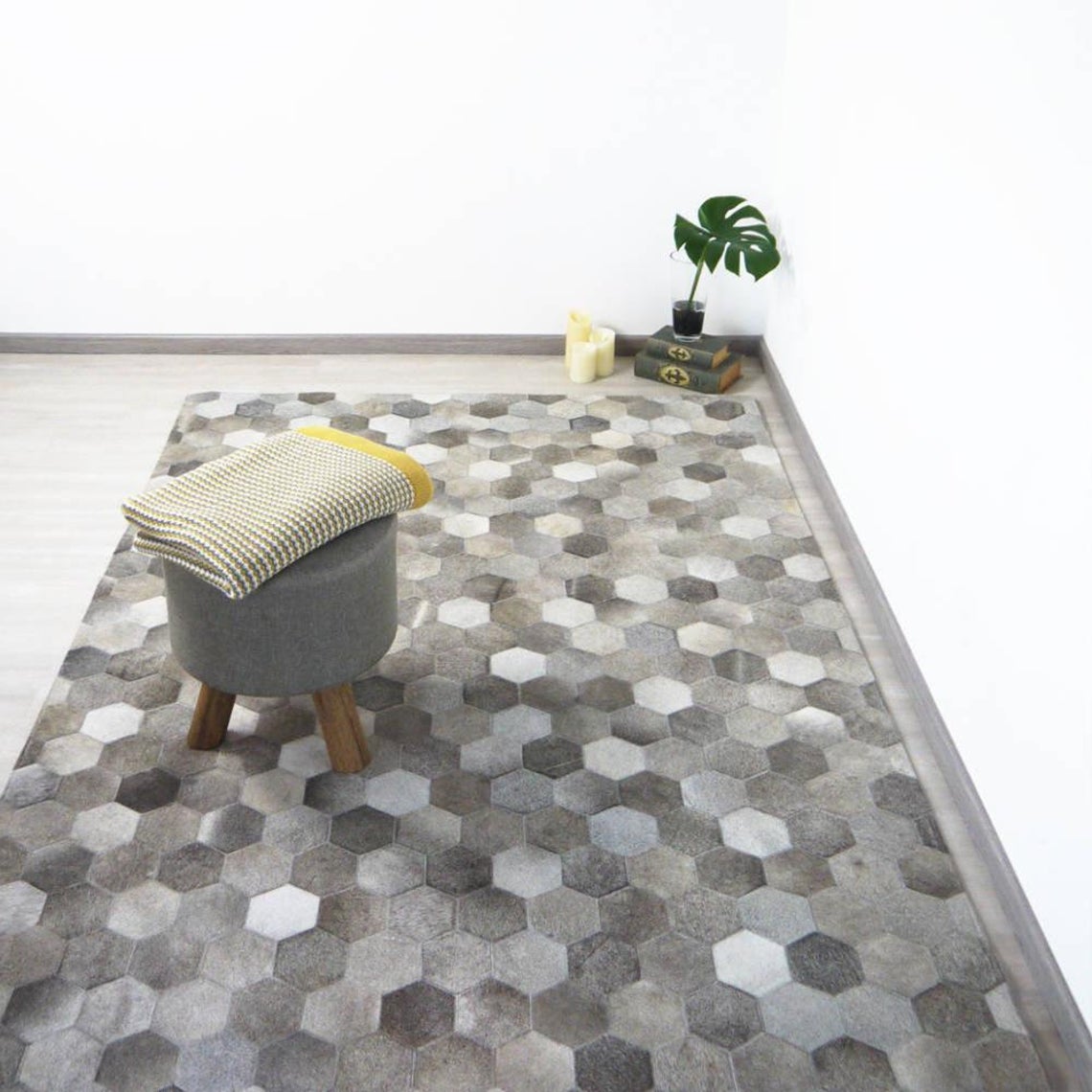 HANDMADE 100% Natural COWHIDE RUG | Patchwork Cowhide Area Rug | Real Cowhide Hallway Runner | Hair on Leather Cowhide Carpet | PR9