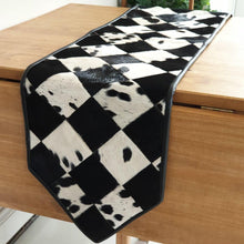 Load image into Gallery viewer, Handmade 100% Natural Cowhide Table Runner | Hair on Leather Patchwork Cow hide Table Runner
