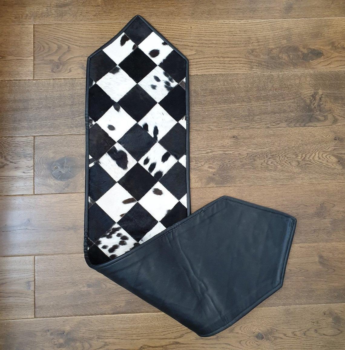 Handmade 100% Natural Cowhide Table Runner | Hair on Leather Patchwork Cow hide Table Runner