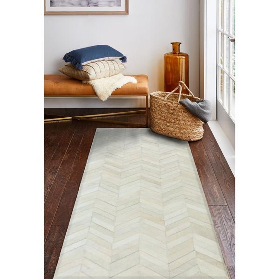 HANDMADE 100% Natural COWHIDE RUG | Patchwork Cowhide Area Rug | Real Cowhide Hallway Runner | Hair on Leather Cowhide Carpet | PR33